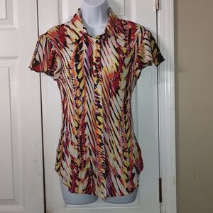 Sere Nade sheer ribbed stretched blouse  Sz L NWOT